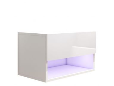 Wisząca, nowoczesna, biała szafka nocna z szufladą i wielobarwnym oświetleniem LED - PORI 1