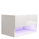 Wisząca, nowoczesna, biała szafka nocna z szufladą i wielobarwnym oświetleniem LED - PORI 1