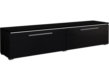 Modna szafka RTV do pokoju dziennego z opcją oświetlenia LED, wisząca lub stojąca - AUER Czarny / Dąb Alpin
