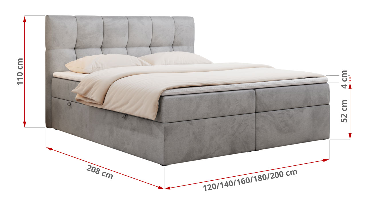 Łóżko kontynentalne RICO 140x200 - Monolith 84 - jasny szary - OUTLET - 47_1