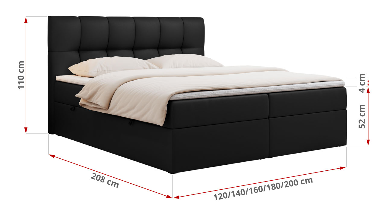 Łóżko kontynentalne RICO 160x200 - Soft 11 - czarna ekoskóra - OUTLETU - 47_1