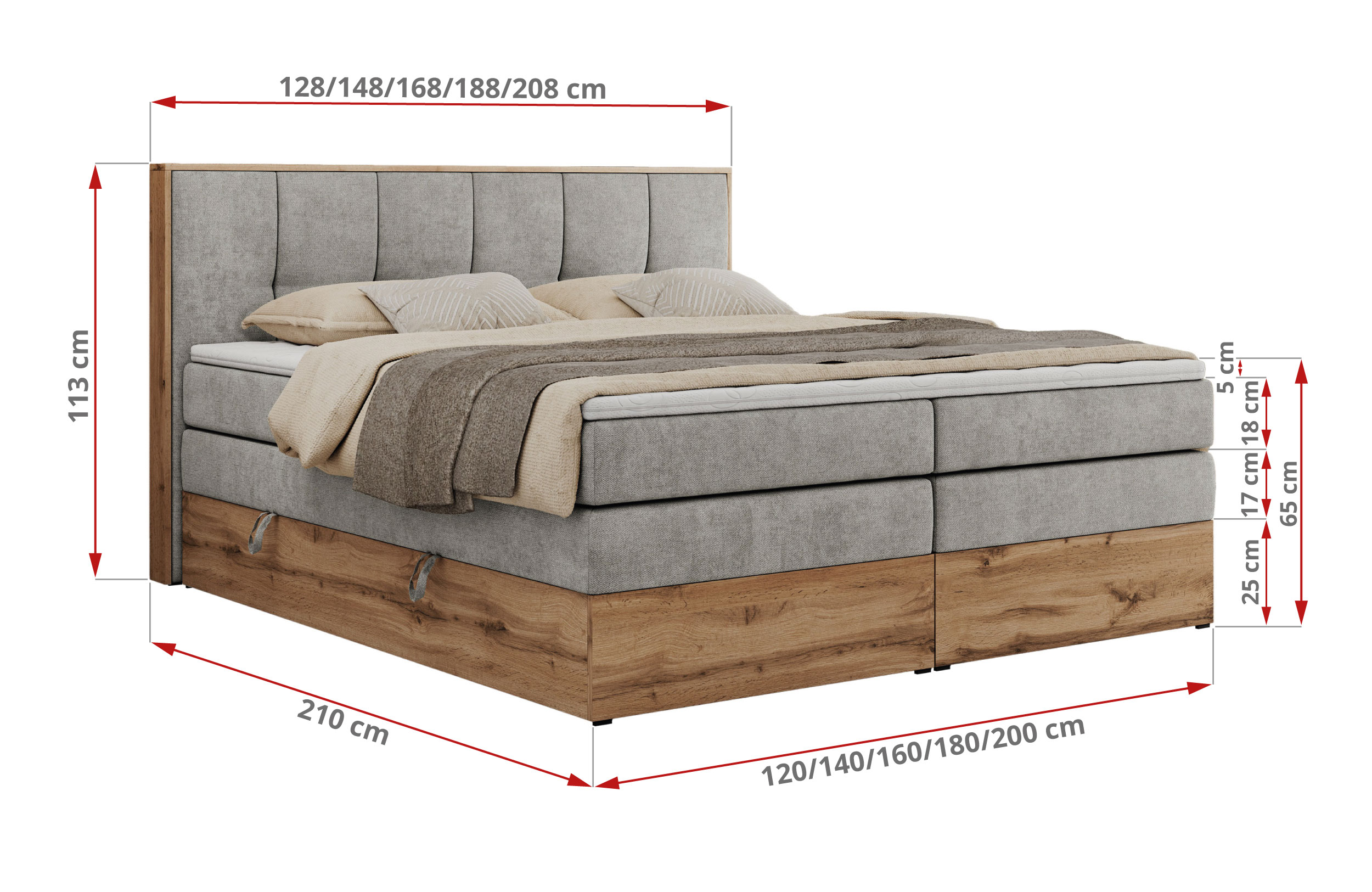 Łóżko kontynentalne ALBERO 1 KING 160x200 - Matana 01 - jasny szary - OUTLET - 47_1
