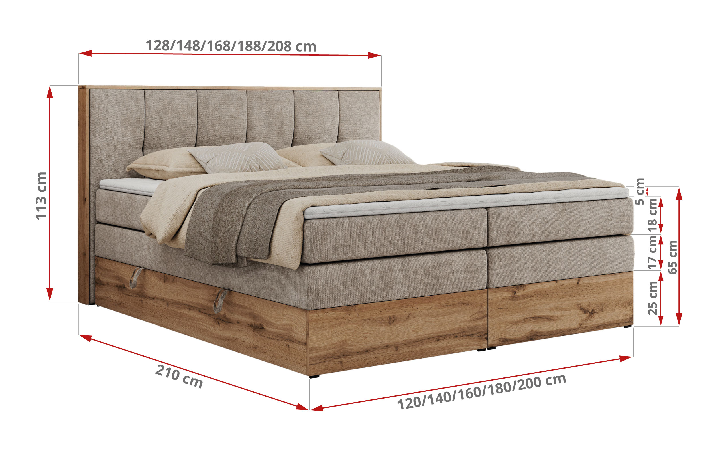 Łóżko kontynentalne ALBERO 1 KING 160x200 - Matana 17 - beżowy - OUTLETU - 47_1