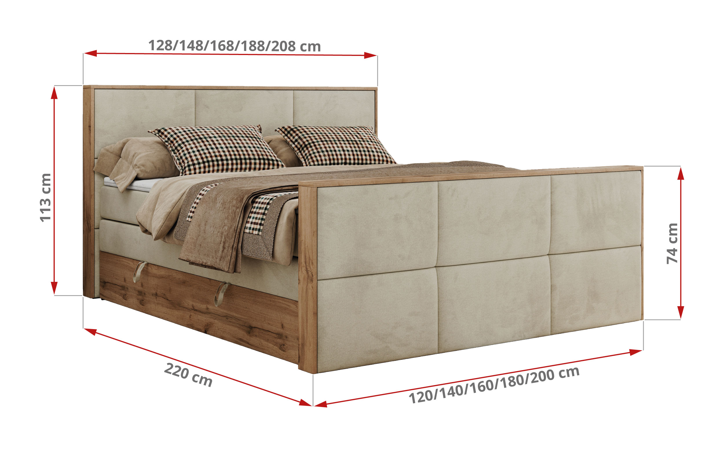 Łóżko kontynentalne ALBERO 2 KING DUO 200x200 - Monolith 02 - beżowy - OUTLET - 47_1