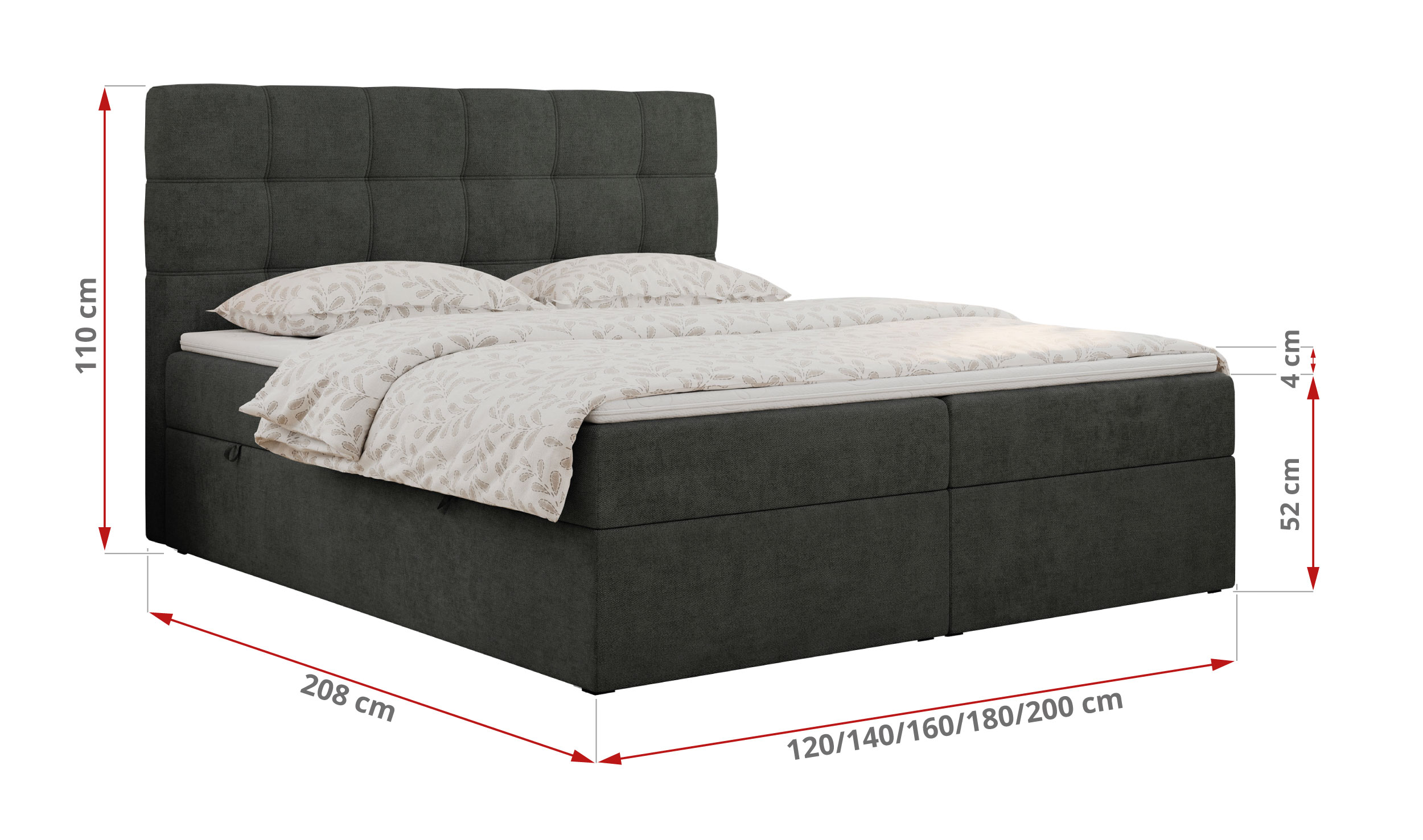 wymiary łóżka Erni