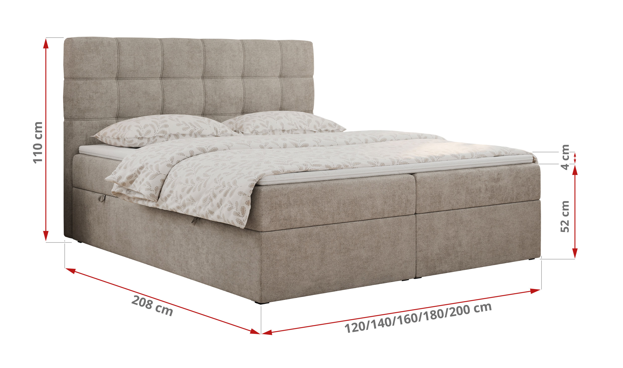 wymiary łóżka Erni