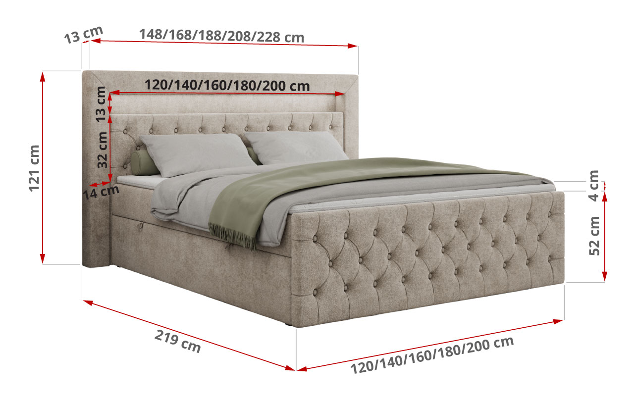 wymiary łóżka gold 9