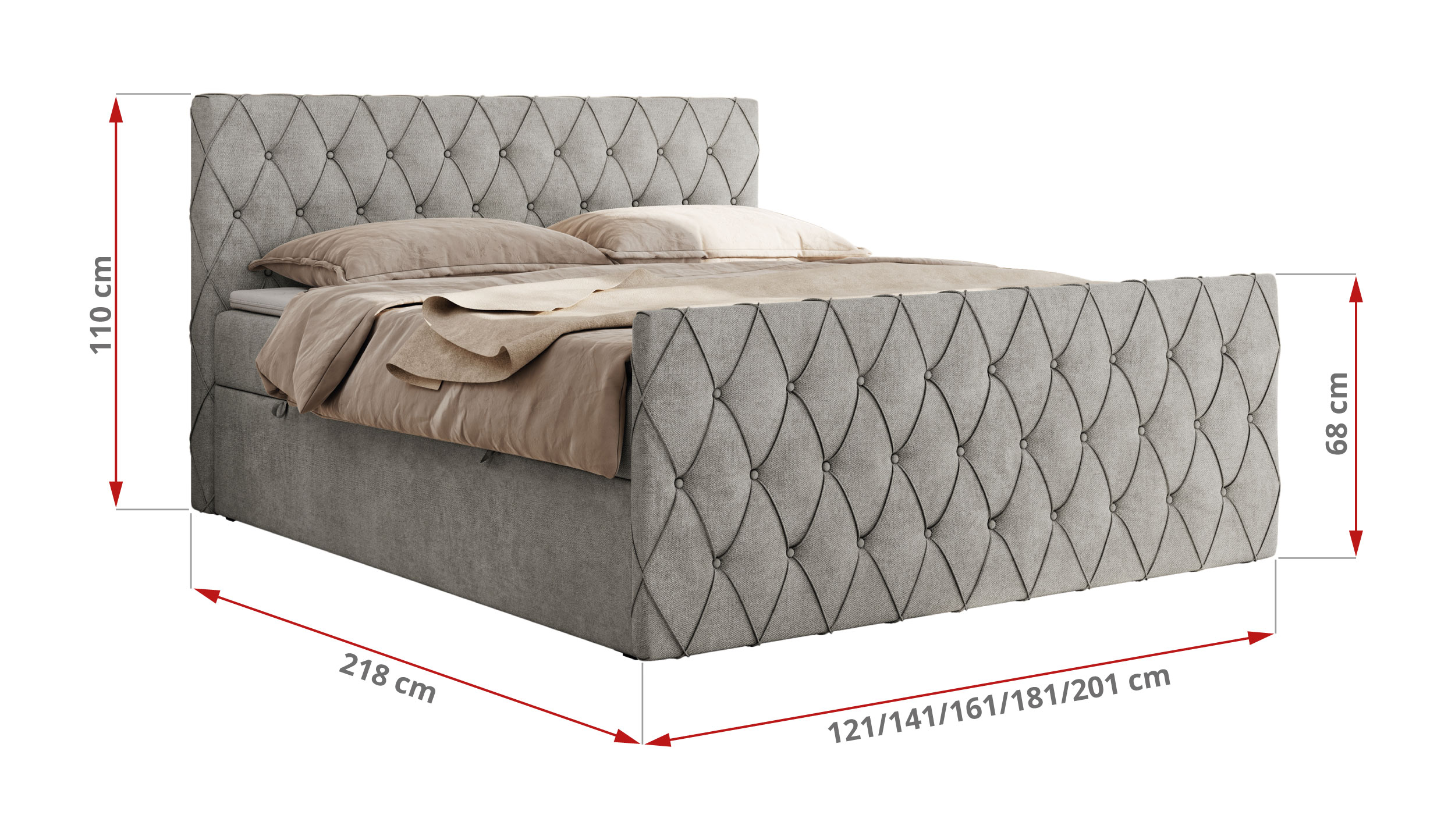 Łóżko kontynentalne MIREN DUO 200x200 - Matana 01 - jasny szary - OUTLET - 47_1