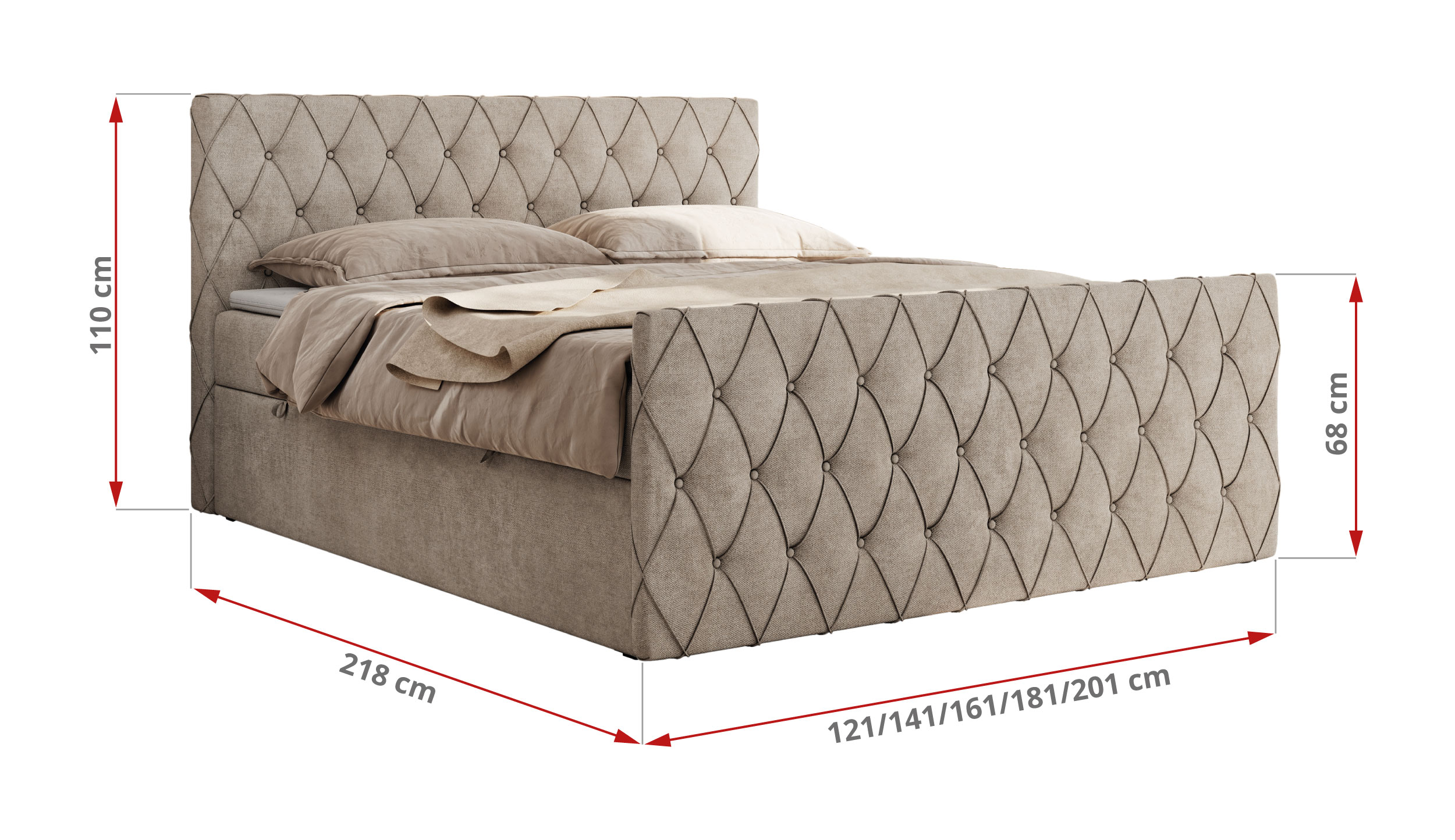 Łóżko kontynentalne MIREN DUO 200x200 - Matana 17 - beżowy - OUTLETU - 47_1