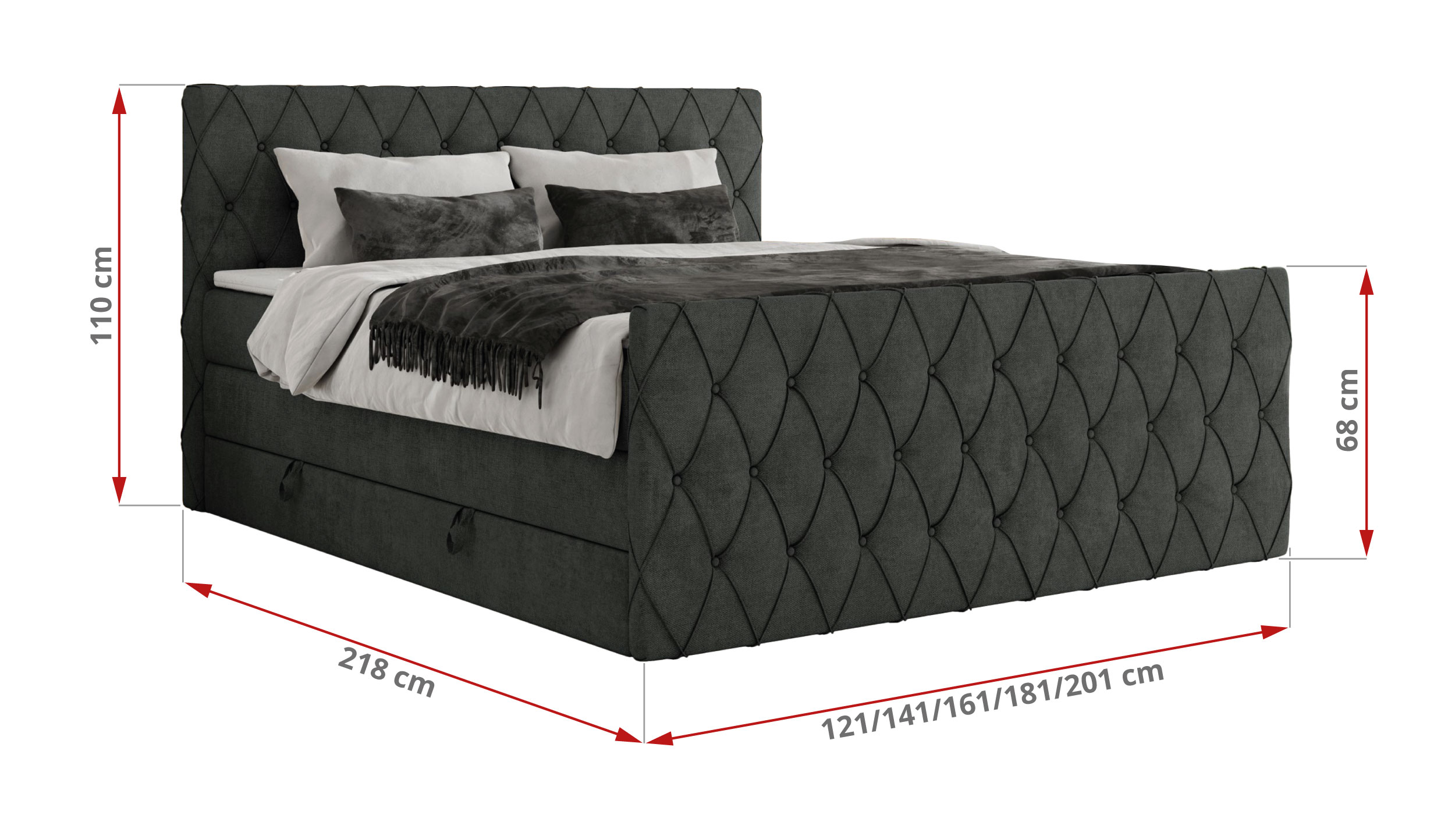 Łóżko kontynentalne MIREN KING DUO 180x200 - Matana 05 - ciemny szary - OUTLET - 47_1