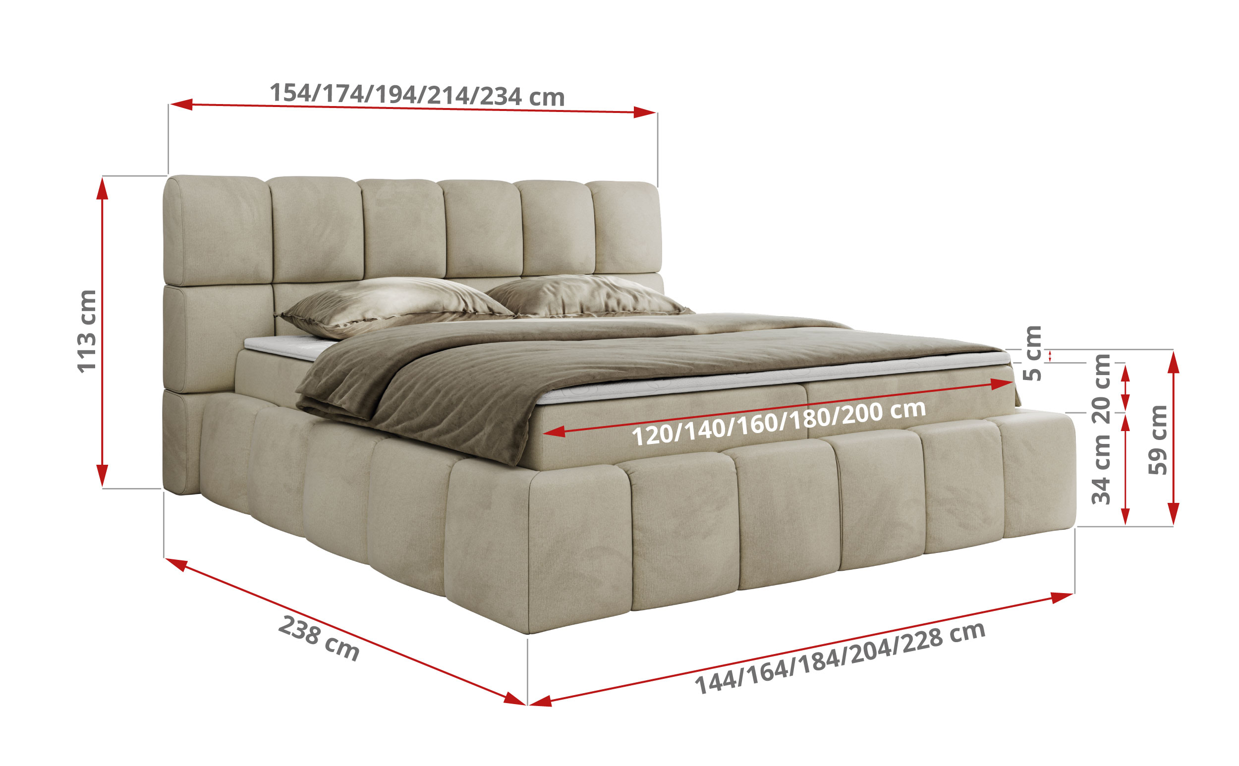 wymiary łóżka Carmen