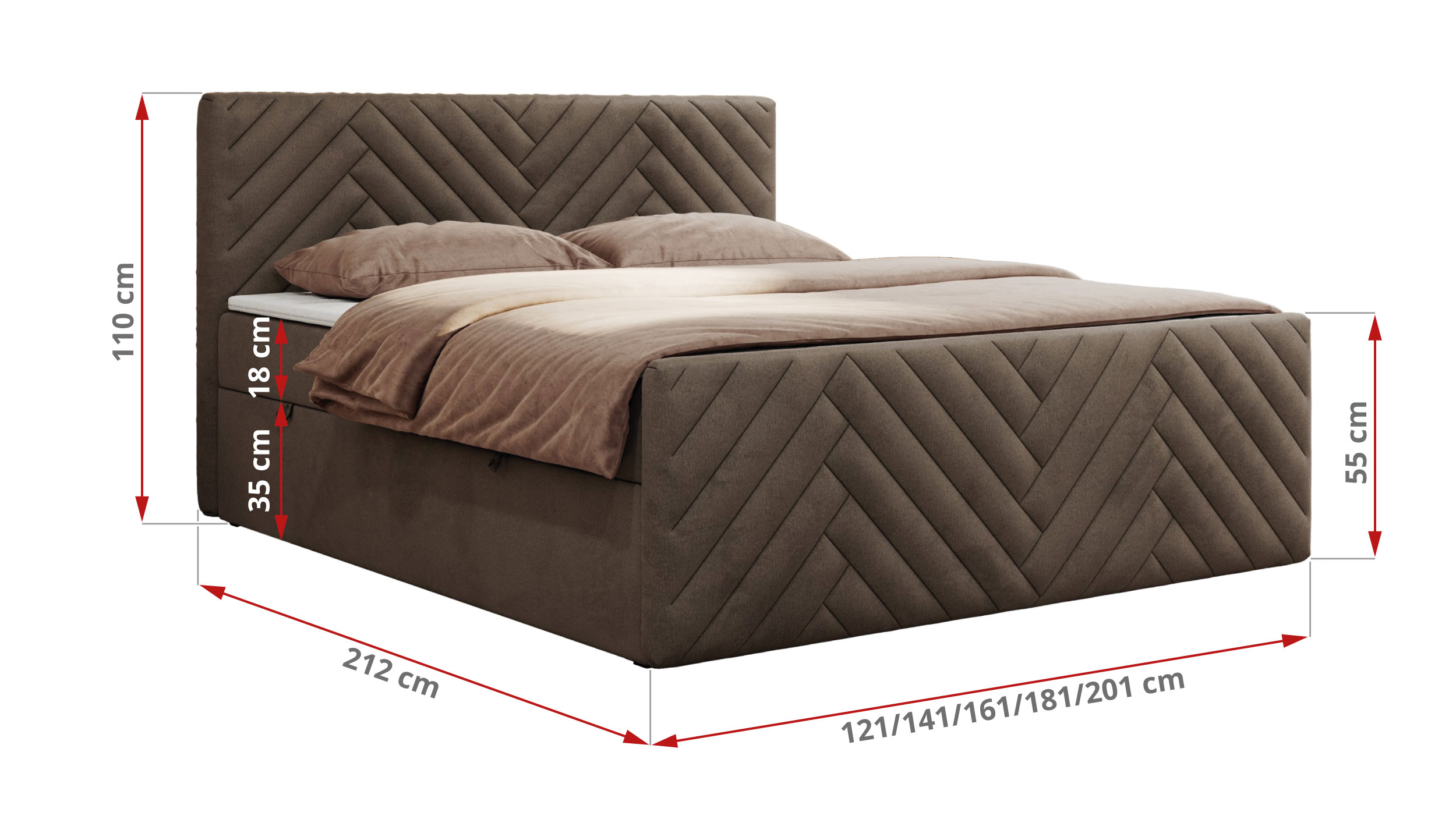 Łóżko kontynentalne PARIS DUO 200x200 - Monolith 15 - brązowy - OUTLET - 47_1