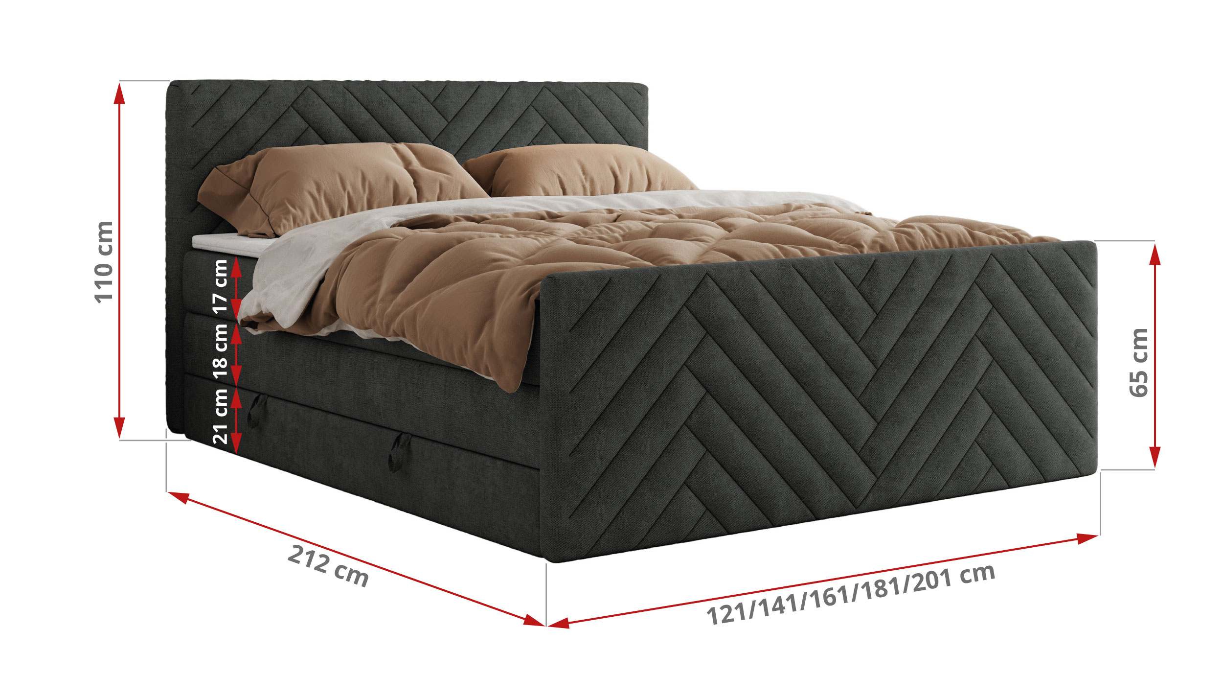 Łóżko kontynentalne PARIS KING DUO 200x200 - Matana 05 - ciemny szary - OUTLET - 47_1