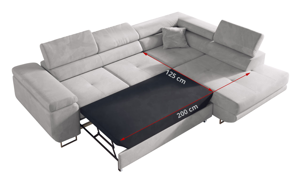 Duży narożnik o nowoczesnym wyglądzie do salonu z funkcją spania, sprężyny faliste premium - GUSTAW szary - OUTLET - 42_2