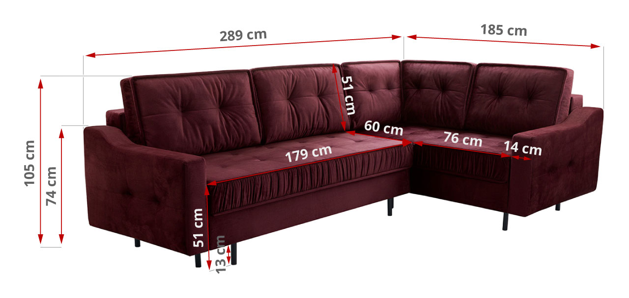 narożnik wymiary do pokoju