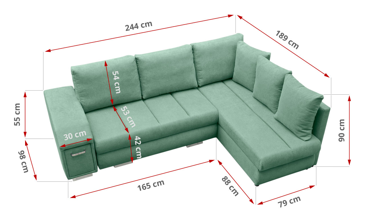 narożnik barni wymiary Rico 18