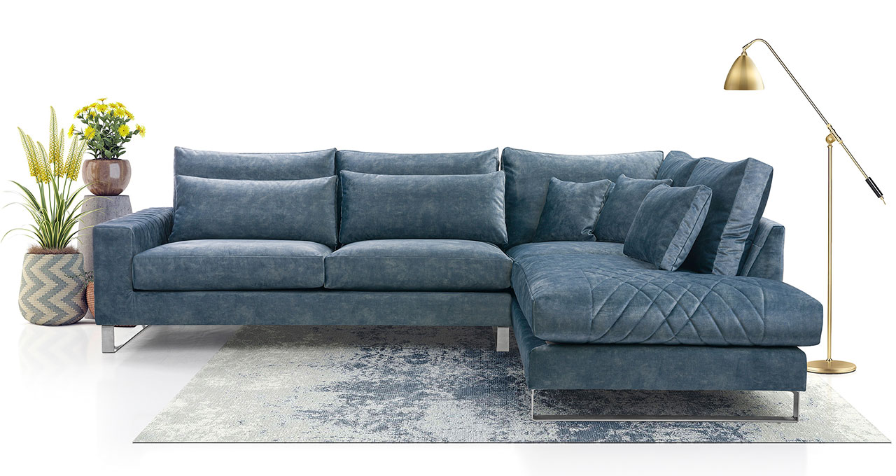 narożnik korni niebieski, morski do salonu