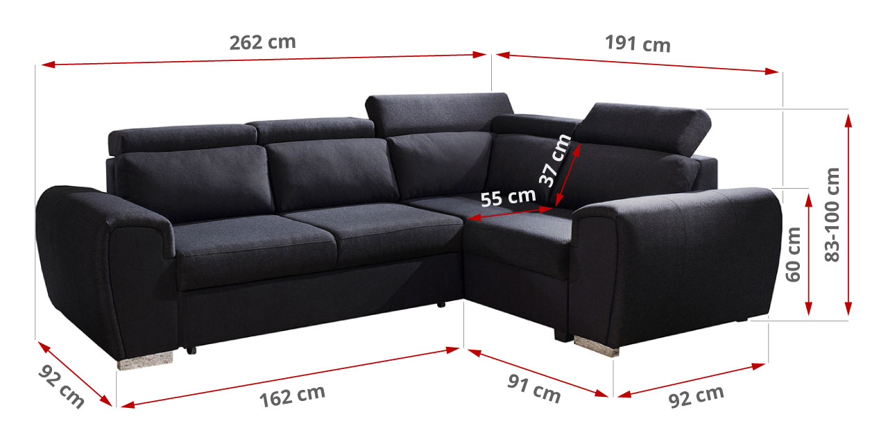 narożnik wymiary do pokoju