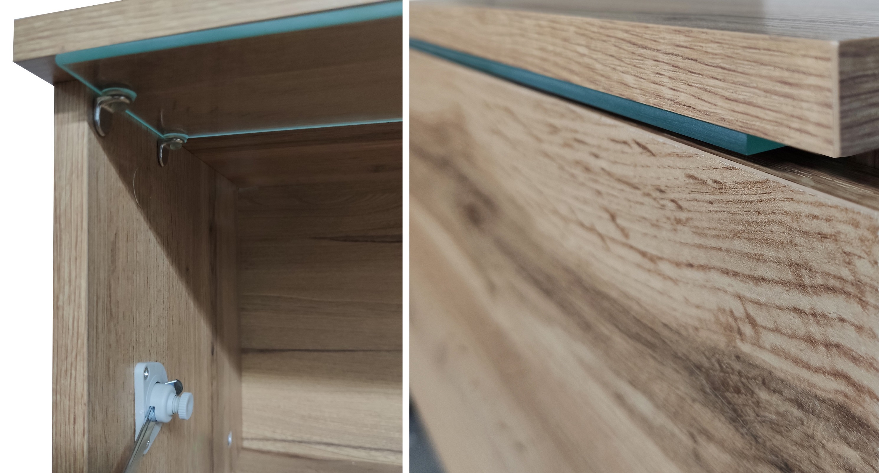 Szafka RTV 140 cm do salonu i pokoju stojąca lub wisząca - LOWBOARD DON / Biały mat / Szary połysk - 51_2