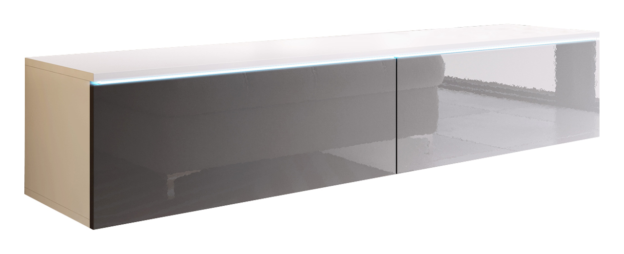 szafka RTV 140 cm biały mat, szary połysk
