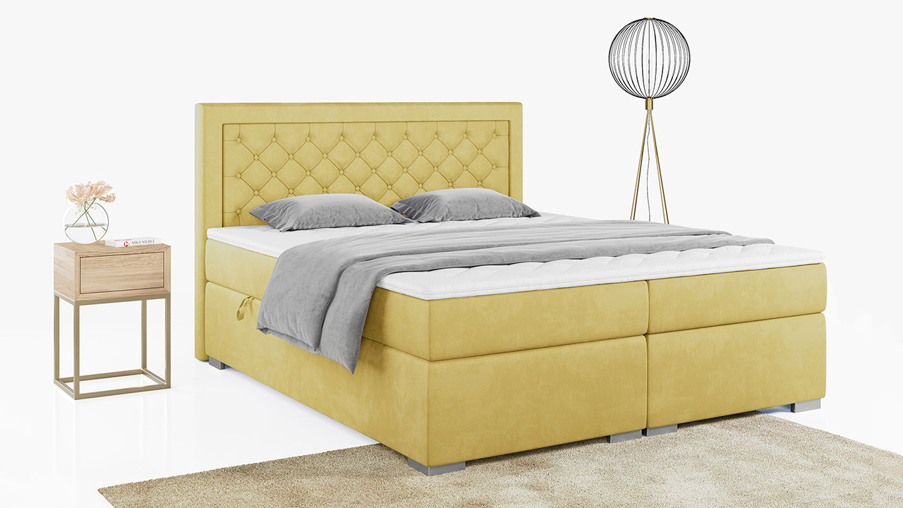 łóżko kontynentalne Jasir żółte