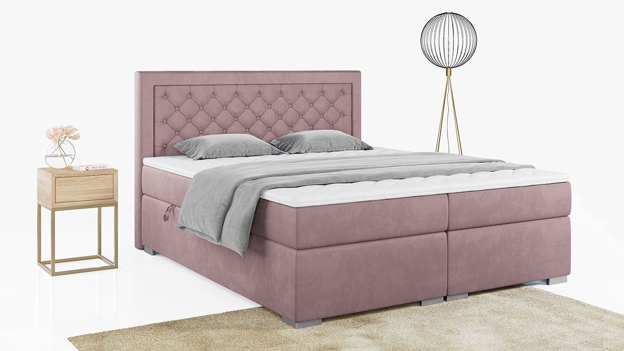 łóżko kontynentalne Jasir różowe