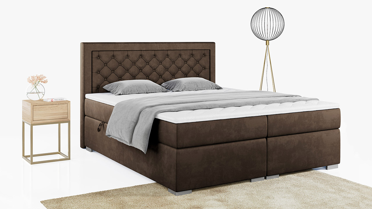 łóżko kontynentalne Jasir brązowe