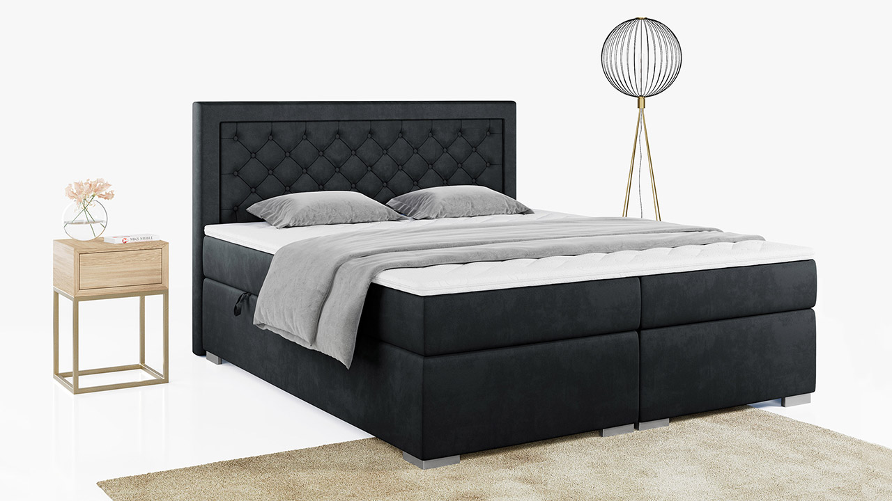 łóżko kontynentalne Jasir czarne