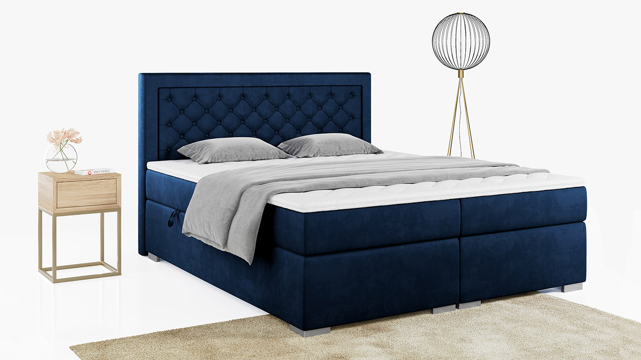 łóżko kontynentalne Pera niebieskie