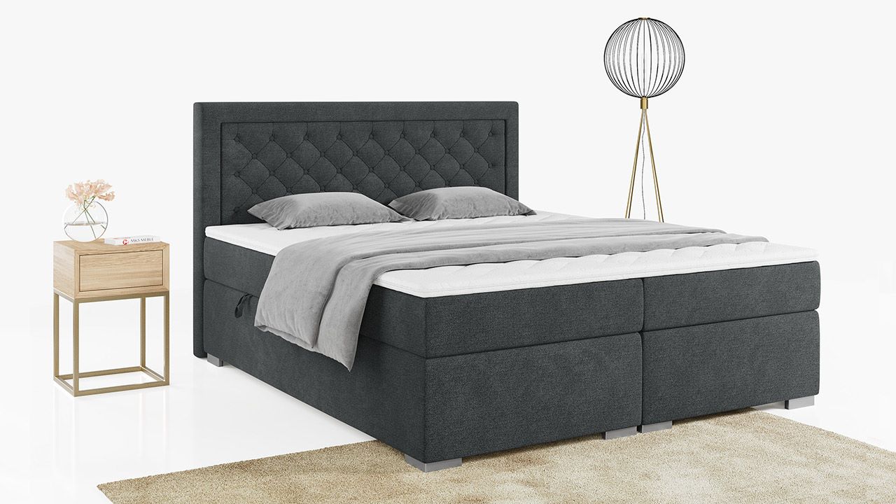 łóżko kontynentalne Jasir ciemno szare