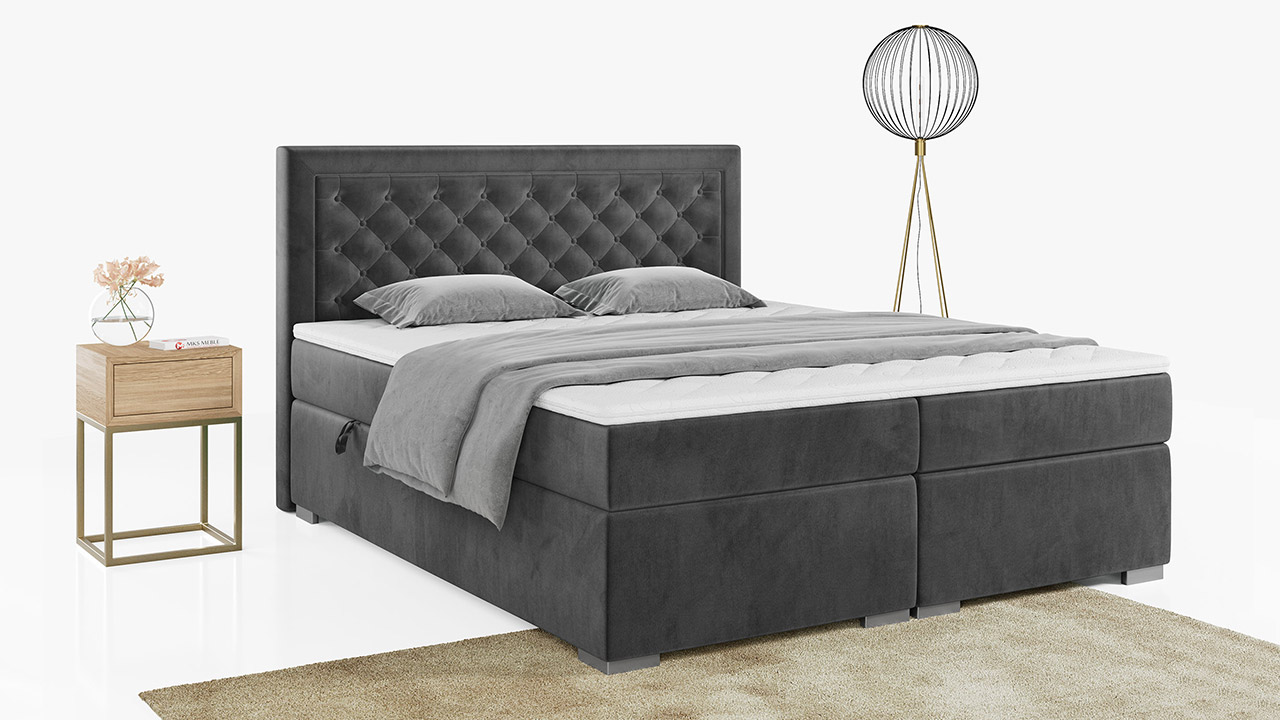 łóżko kontynentalne Jasir szare