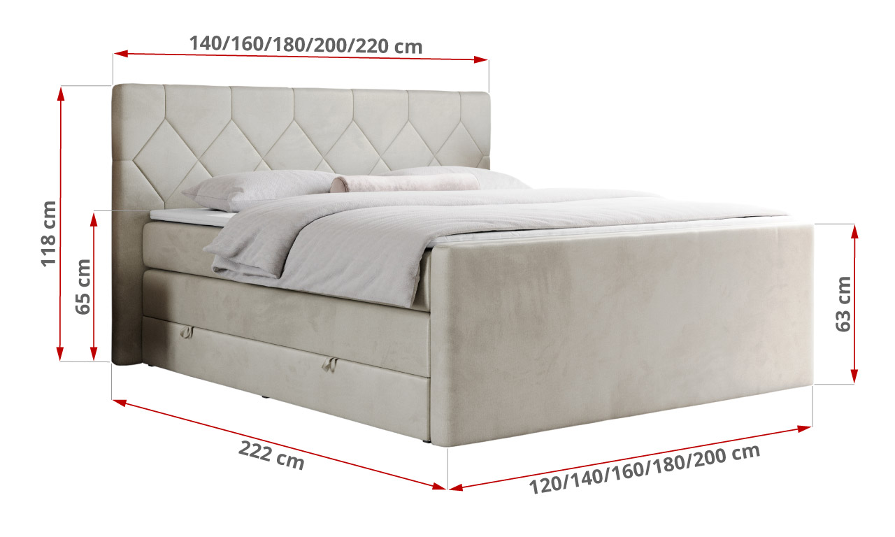 Łóżko kontynentalne KING EIGAR 140x200 - Monolith 02 - beżowy - OUTLET - 47_1