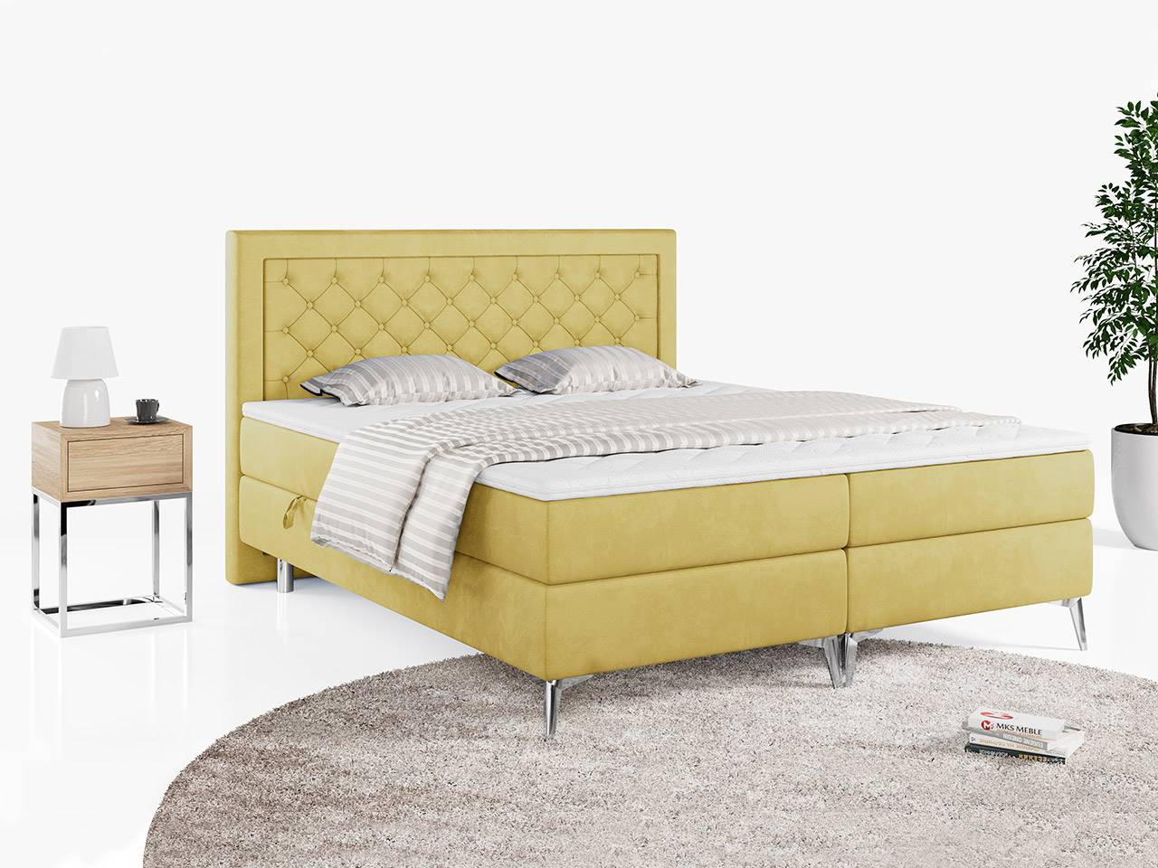 łóżko kontynentalne Macan żółte