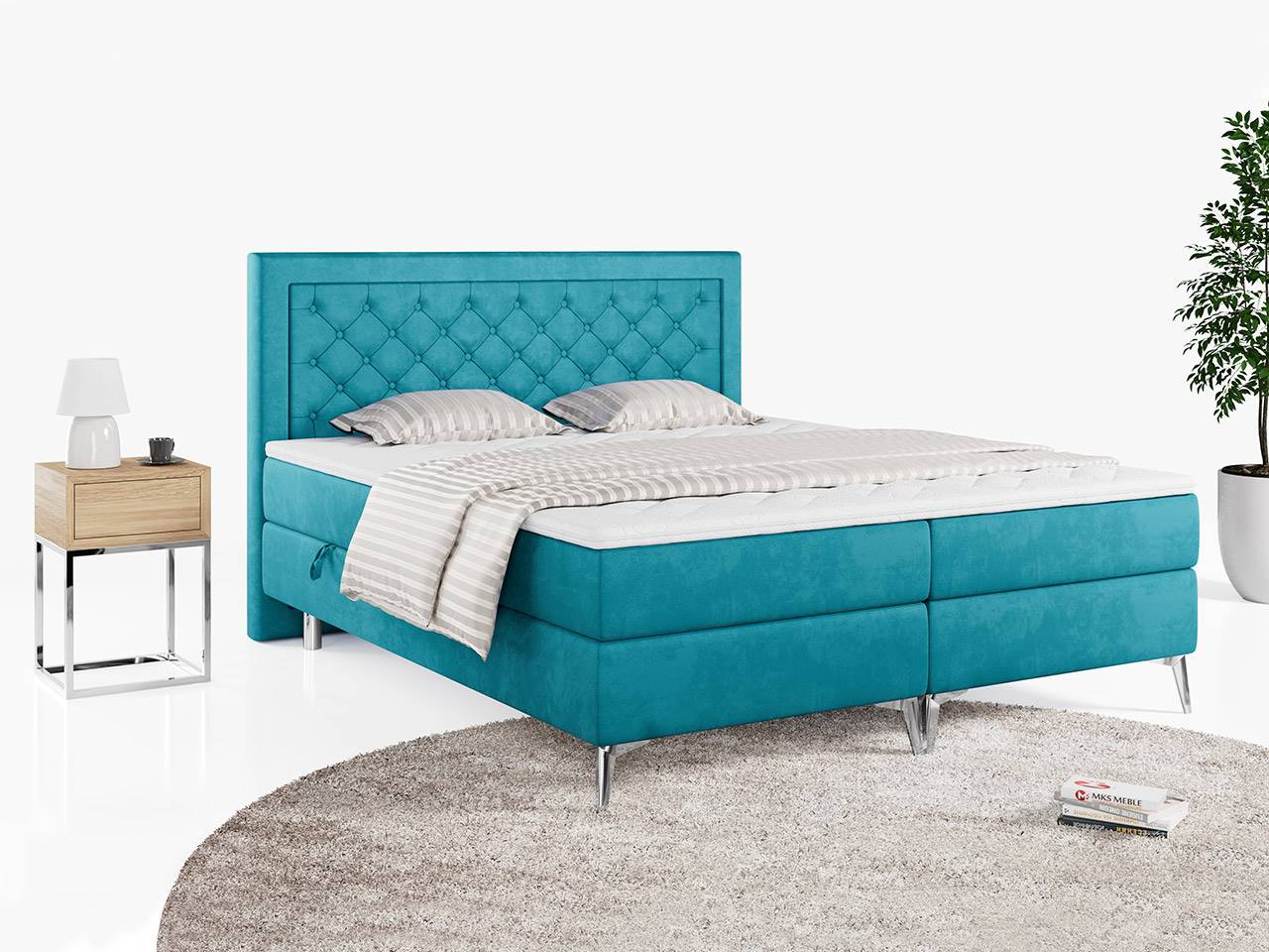 łóżko kontynentalne Macan błękitne