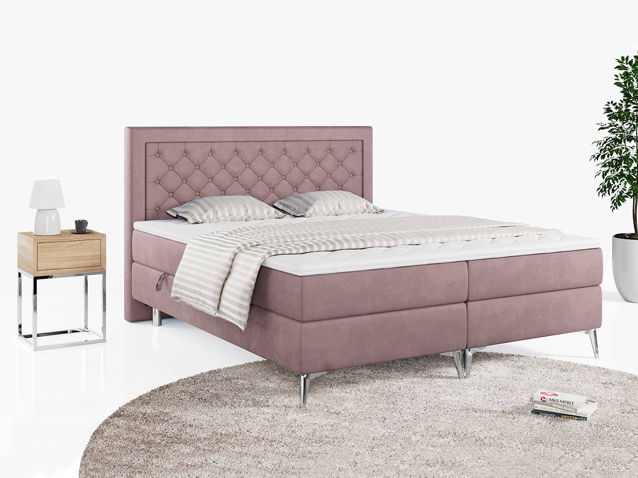 łóżko kontynentalne Macan różowe