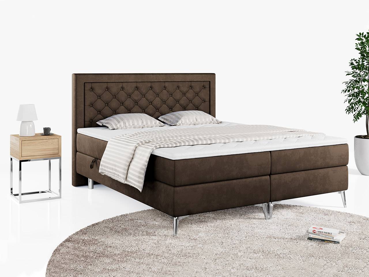 łóżko kontynentalne Macan brązowe
