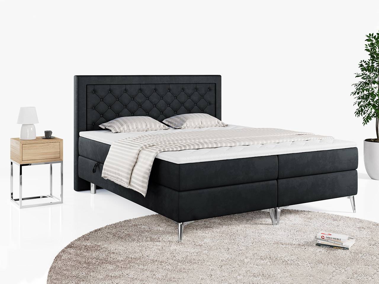 łóżko kontynentalne Macan czarne