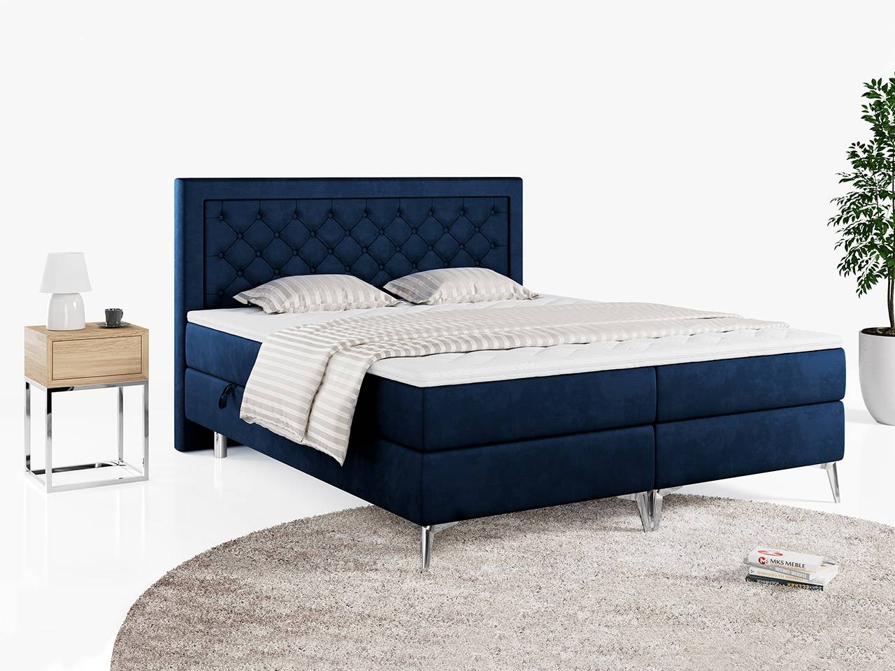 łóżko kontynentalne Macan niebieskie