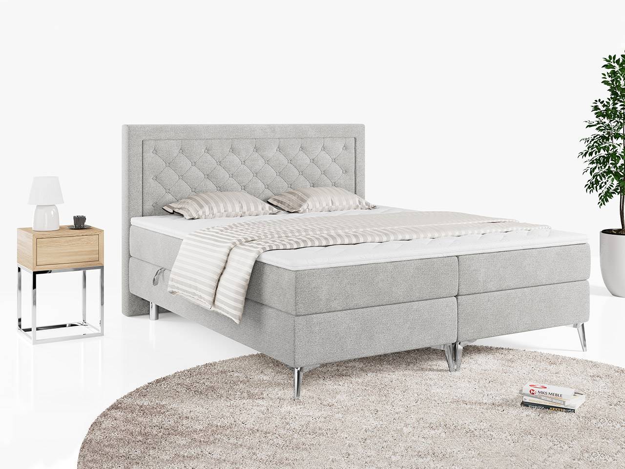 łóżko kontynentalne Macan szare