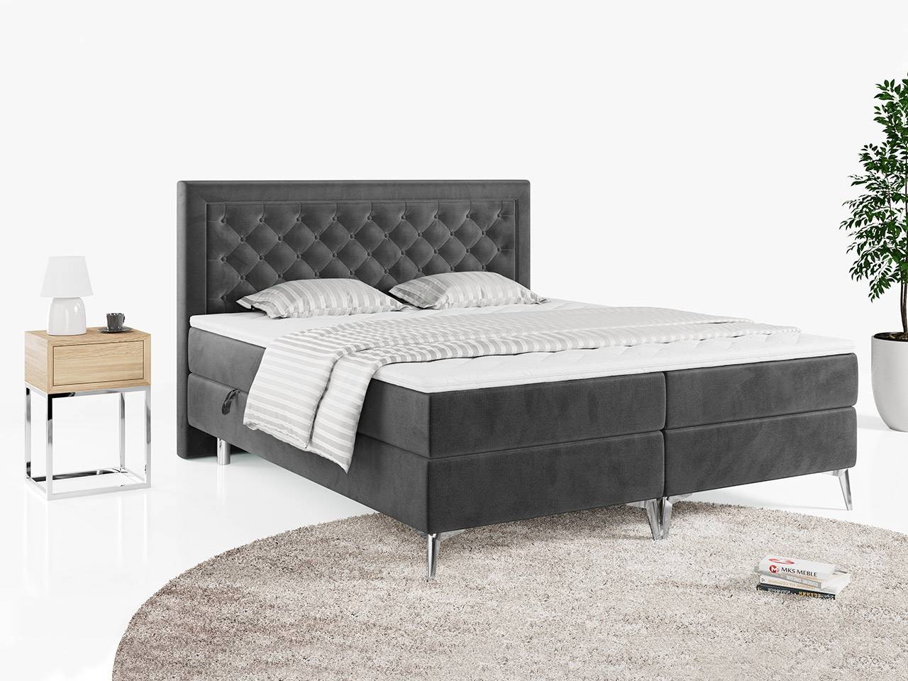 łóżko kontynentalne Macan szare