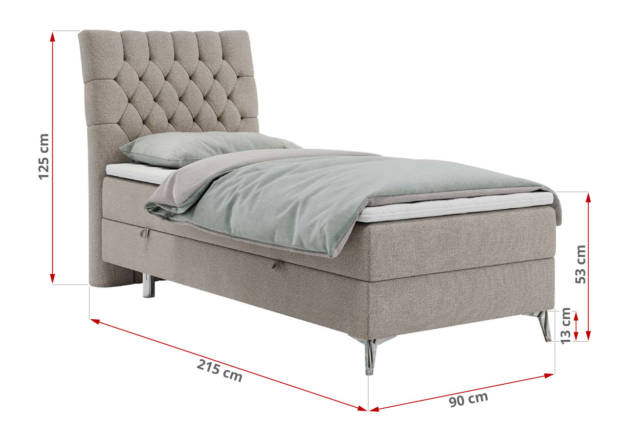 Łóżko kontynentalne MILEN 90x200 - Matana 17 - beżowy - OUTLET - 47_1