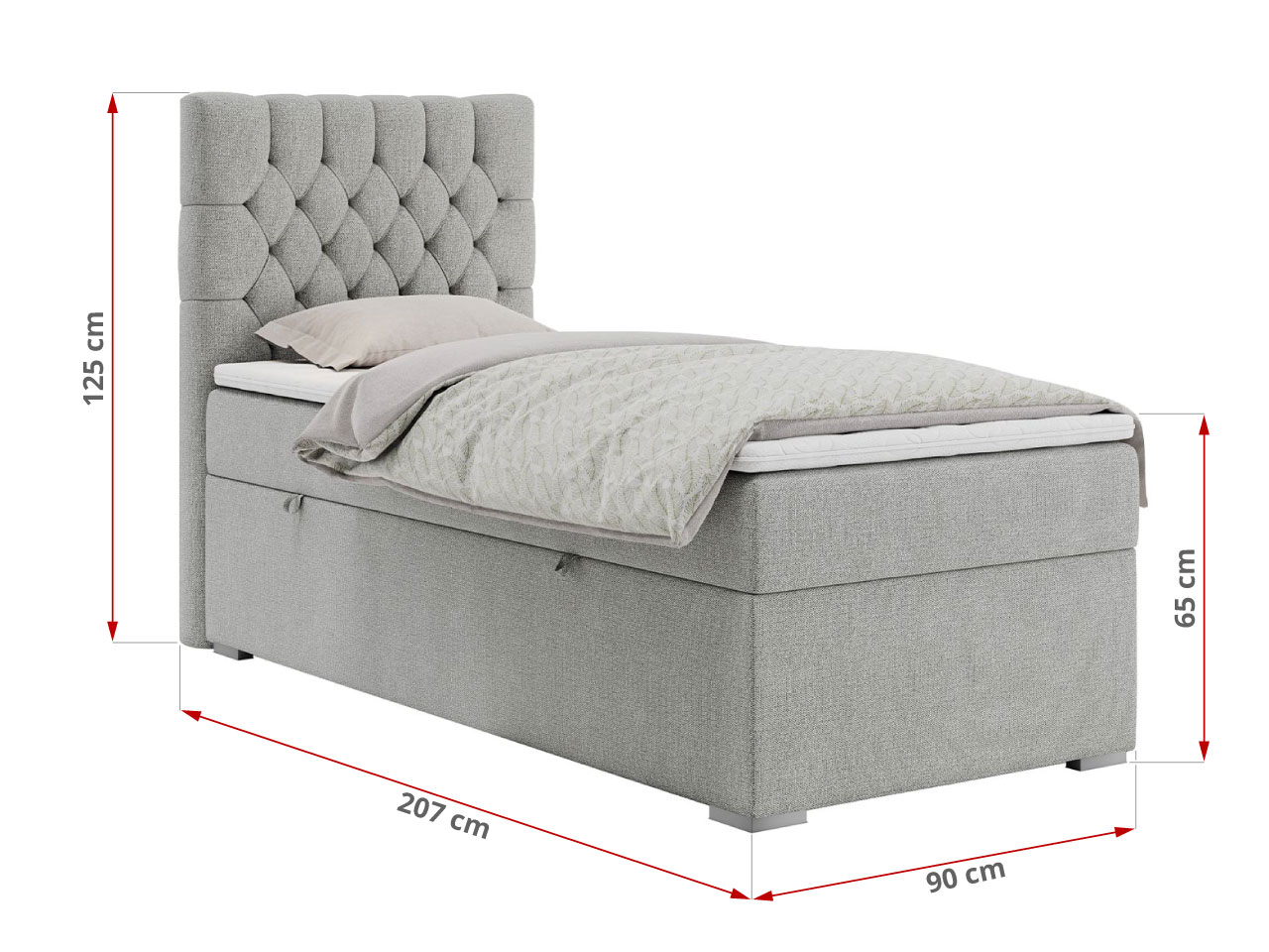 Łóżko kontynentalne PERA 90x200 - Matana 01 - jasny szary - OUTLET - 47_1