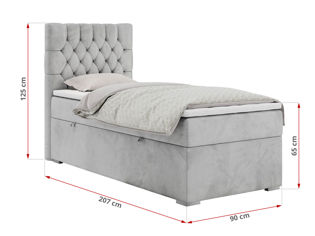 Łóżko kontynentalne PERA 90x200 - Monolith 84 - jasny szary - OUTLETU - 47_1