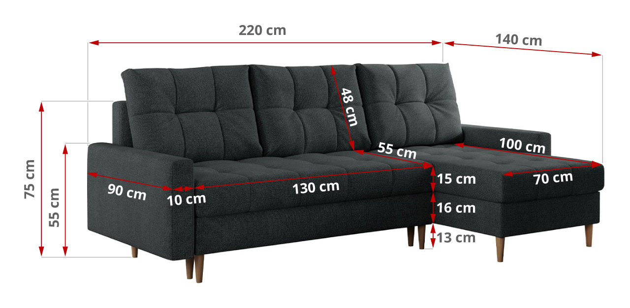 narożnik COLIN - wymiary