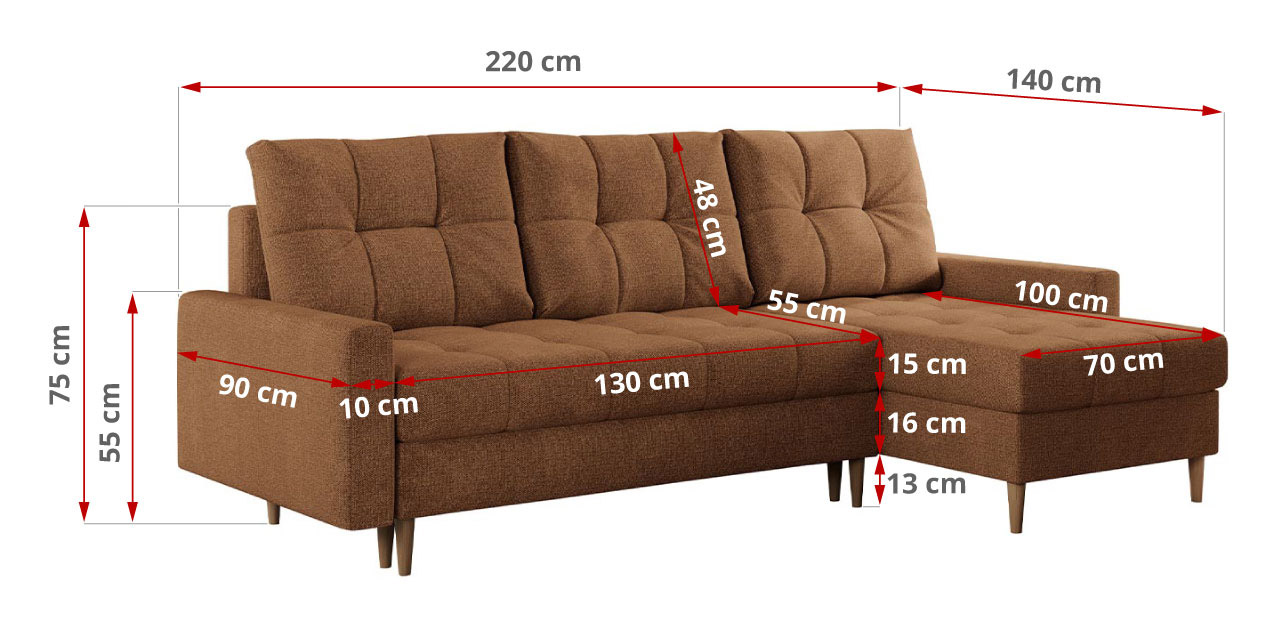 narożnik COLIN - wymiary