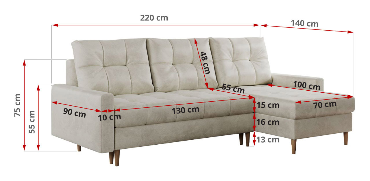 narożnik COLIN - wymiary