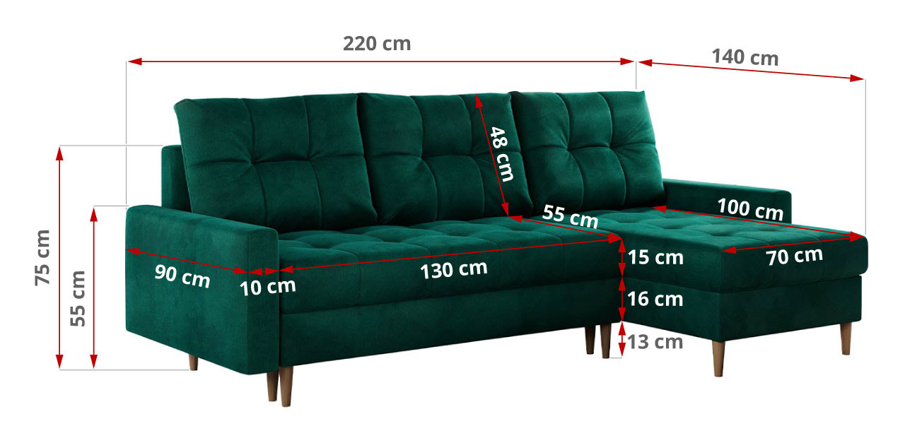 narożnik COLIN - wymiary