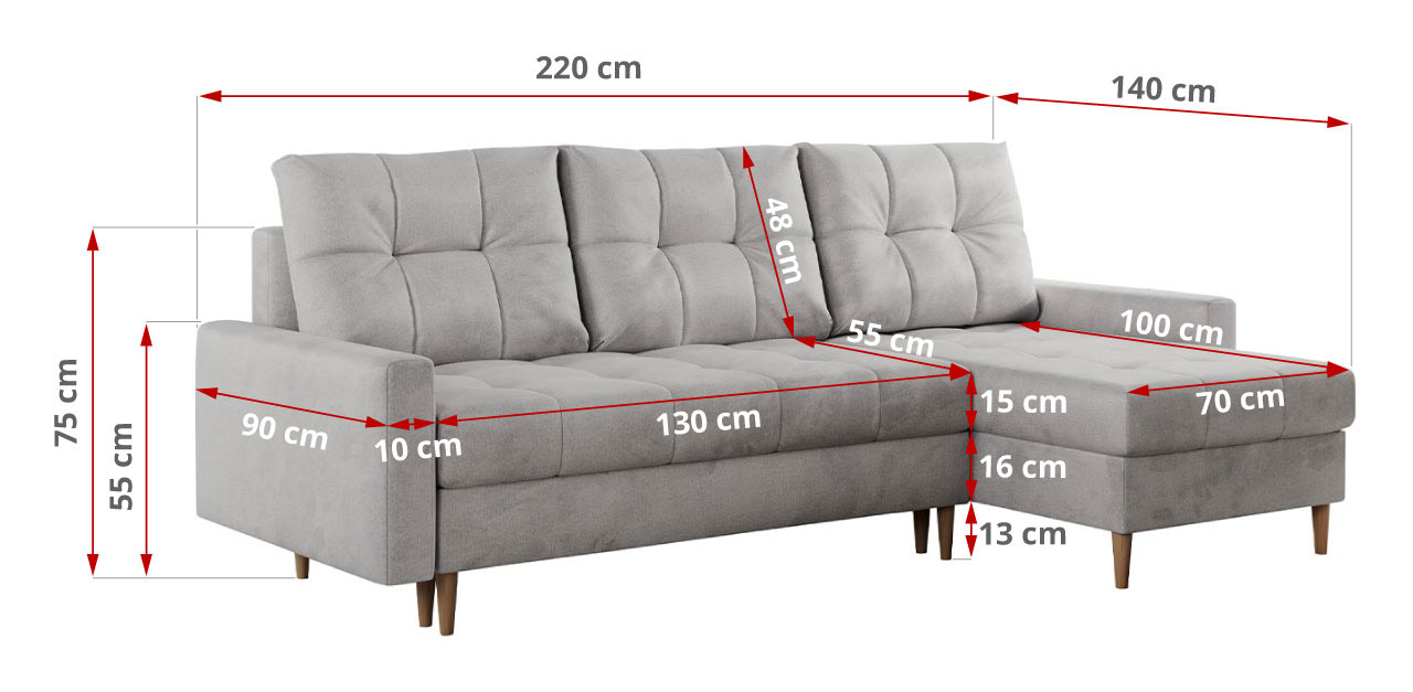 narożnik COLIN - wymiary