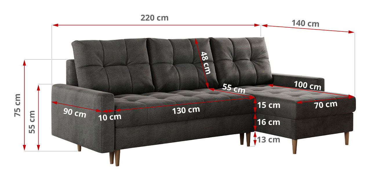 narożnik COLIN - wymiary