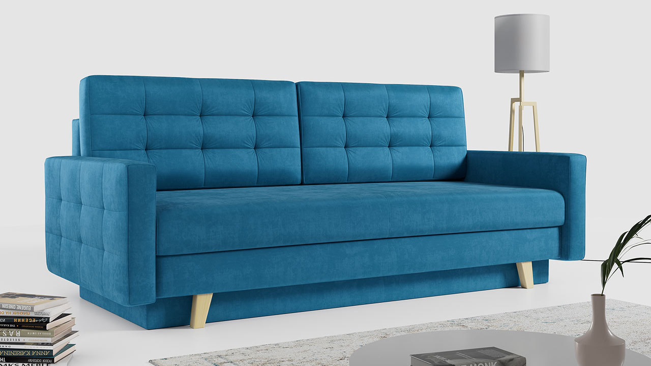 sofa skandynawska ITALIA - niebieska